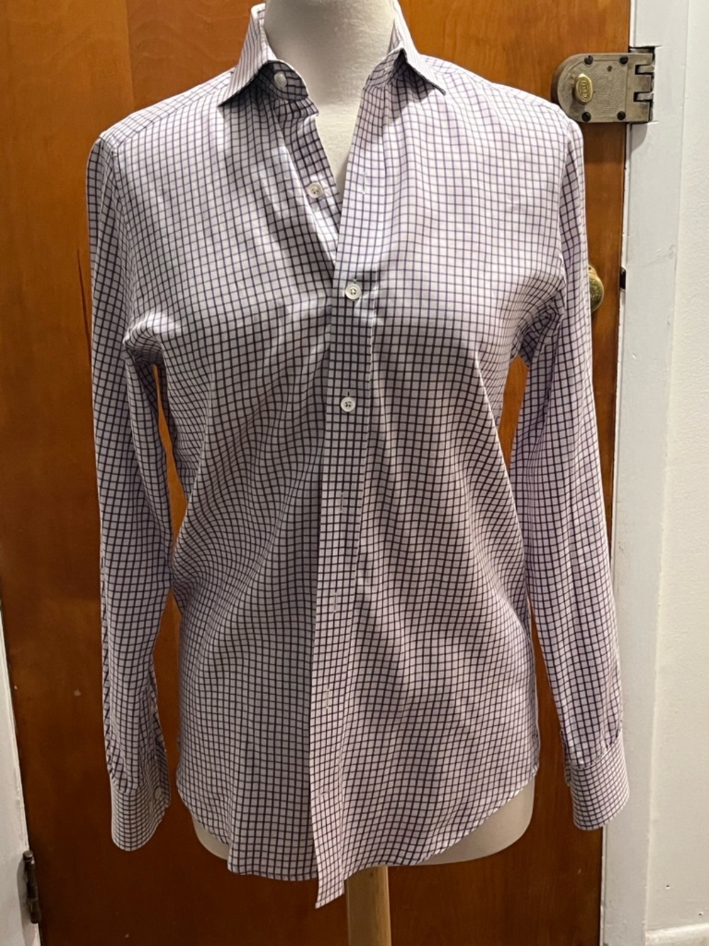 Twillory Men's Dress Shirt Purple Grid Button Down Shirt. Size 14.5 32/33. EUC